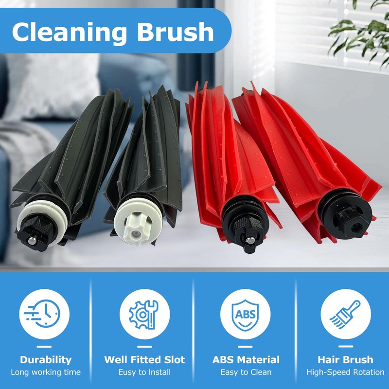 MIXEAL 4 Set Dual Main Brush Accessories Kit for Roborock