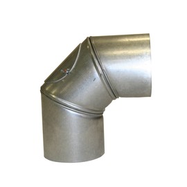 Kamino-Flam 90° Elbow Pipe Ø 130mm, Hot-dip Aluminised (FAL) Steel Stove Pipe Elbow, Heat Resistant Flue Pipe for Stoves, Stainless Elbow Chimney Pipe EN 1856-2 Standard