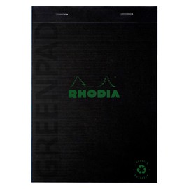 RHODIA cf16692 Notepad [Green Pad] No. 16 (A5) 5.7 x 8.2 inches (14.6 x 20.8 cm), 70 Sheets, Horizontal Ruled Memo Pad, 100% Recycled Paper, Paper Weight 90 g/m2, Perforated
