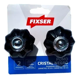 Manija Perilla Tirador Pomo De Cristal Negro 2 Piezas Lujo