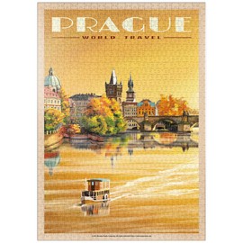 MyPuzzle Prague, Charles Bridge - A Sunset's Old Town View - Premium 1000 Piece Puzzle - MyPuzzle Special Collection by Havana Puzzle Company