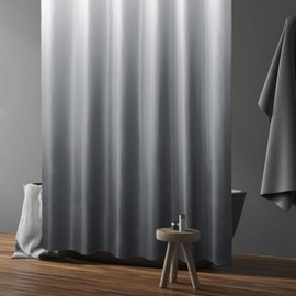 Gibelle Extra Long Shower Curtain 72 x 84, Tall Grey Ombre Shower Curtain for Bathroom, Waffle Weave Fabric Shower Curtain Set with Hooks, Water Repellent, Machine Washable