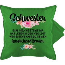 Shirtracer Cushion Cover - Cushion - Funny Brother Sister Gift - At Least You Have No Ugly Brother - 50 x 50 cm - Green - for Gifts Sister Cotton Sisters Best