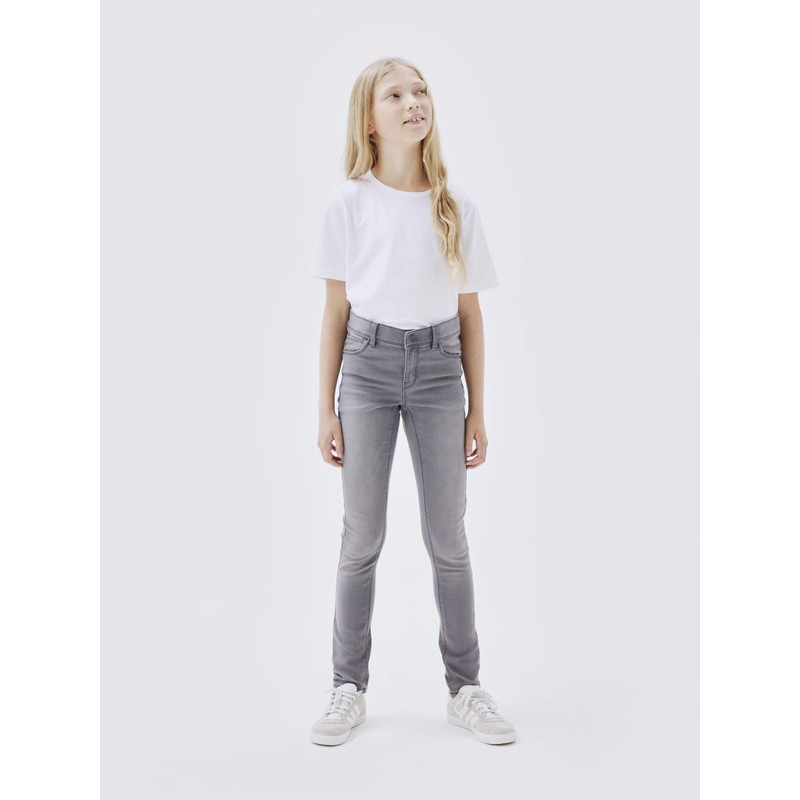 NAME IT Girls' Skinny Fit Jeans, Light Grey Denim