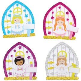 Baker Ross FX276 Angel Fairies Door Craft Set, Pack of 4, Foam Rubber Crafts, Small Craft Sets for Children