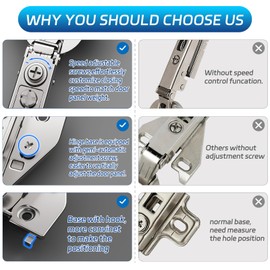 Soft Close Cabinet Hinges 4 Pack 4D Adjustable with Speed Control-Full Overlay 3/4 Inch Face Frame Hinges, Concealed Self-Closing Hinges for Frameless & Face Frame Cabinets