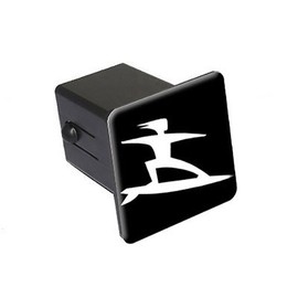 GRAPHICS & MORE Surfer White On Black - 2" Tow Trailer Hitch Cover Plug Insert