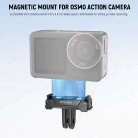 NEEWER Magnetic Mount Adapter Compatible with DJI Osmo Action 5 Pro 4 3, Quick Release Mount Base with Two Prong Connector for Tripods, Selfie Sticks, Vlogging Accessories, GP-73
