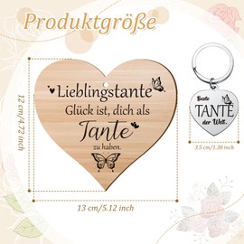 Namalu Best Aunt Gifts Set, Heart Aunt Wooden Sign Decoration with Organza Bag and Heart Aunt Key Ring Best Aunt in the World Gifts for Christmas Birthday Thanksgiving Day