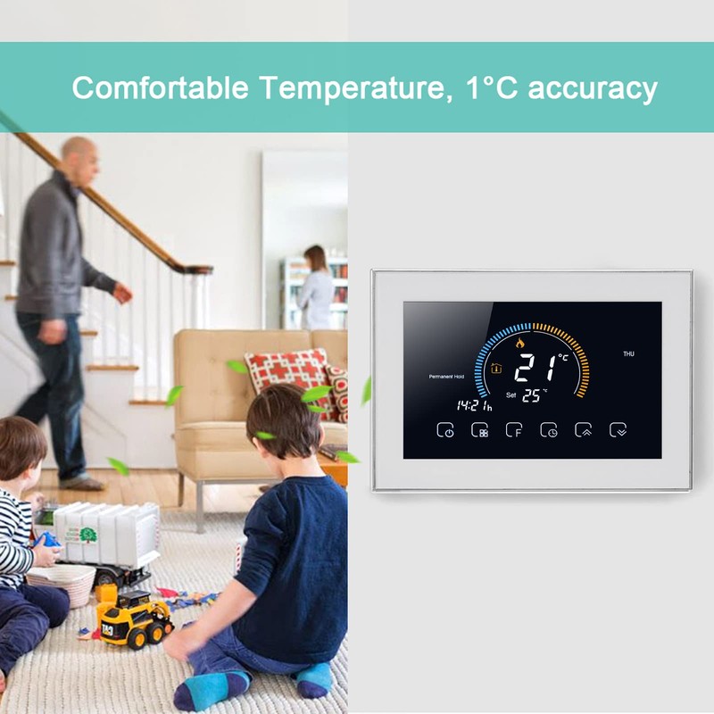 Fdit Smart Thermostat, Programmable Thermostat Voice APP Control with LCD