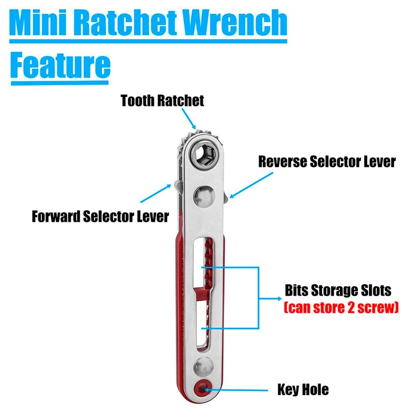 Yakamoz 2Pcs Mini Ratchet Wrench Screwdriver Set, 1/4 Inch Hex