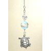 Silvery Turtle with Cobalt Blue Heart Art Glass Ceiling Fan