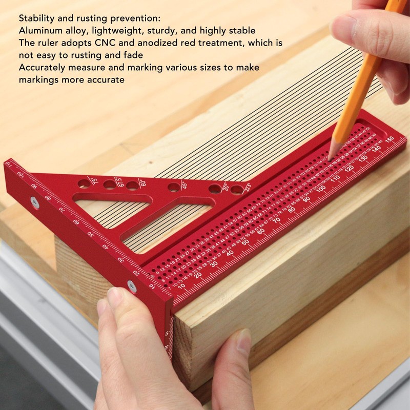 3D Multi-Angle Measuring Ruler, Aluminum Alloy Woodworking Square Protractor, Miter