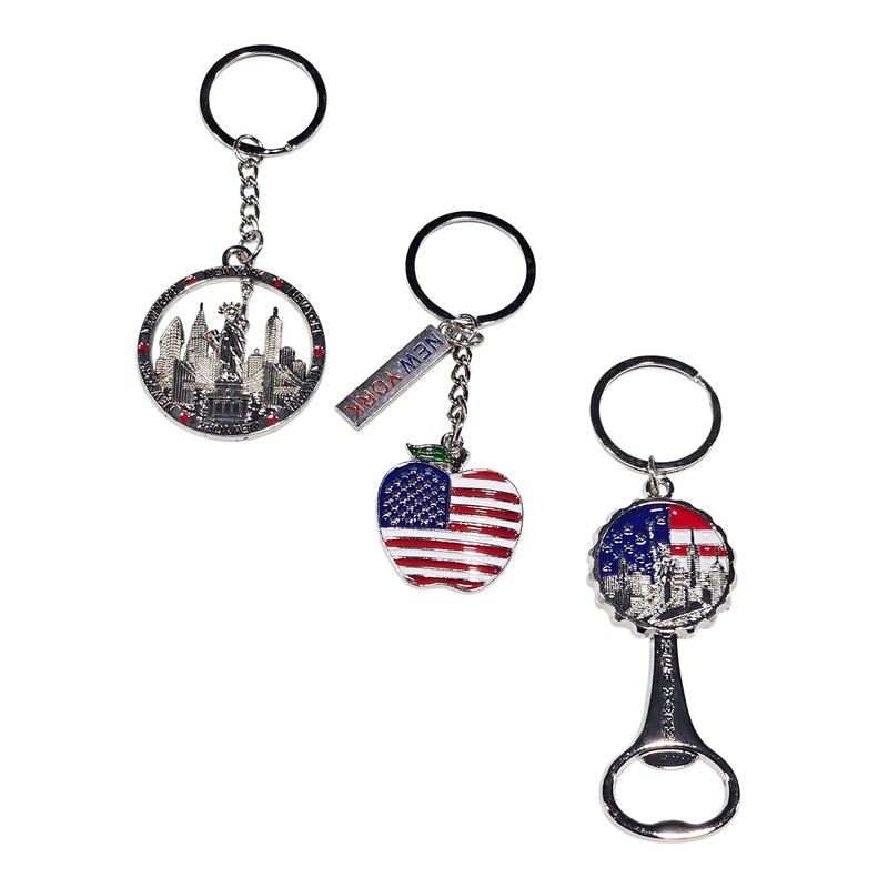 12 Pack NYC Multicolor Souvenir Collection New York Metal Keychain