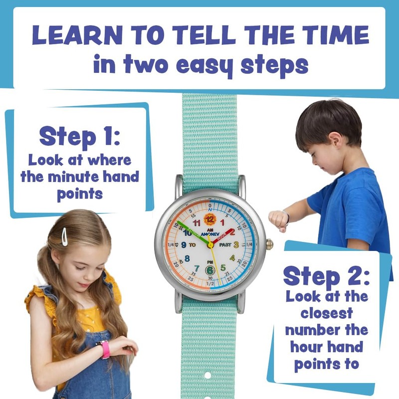 Amonev Time Teacher Watches (Blue & White)