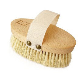 Ruhi® Vegan Body Brush 100% Natural Bristles Sisal Hard Made in Germany Plastic-Free for Dry Brushing Massage (Dry Brush) Against Cellulite | Regional, FSC-Certified Beech Wood