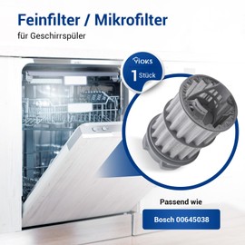 VIOKS Coarse Sieve + Micro Filter Replacement for Bosch Siеmens 00645038 645038 Dishwasher Sieve Set - Dirt Strainer + Fine Sieve for iQ300 Logixx PerfectDry Series 2 Series 4 Series 6 SuperSilence