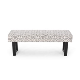 Cassie Boho Fabric Bench, Black Print
