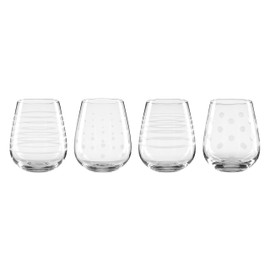 Oneida Mingle Stemless Wine Glasses, Set of 4, 4 Count, Clear