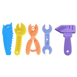 5 Pack Juguetes de Dentición, Mordederas de Silicona para Bebés, Libre de BPA, Aliviar el Dolor de las Encías para Bebés de 0 a 12 Meses, Juguetes para Primeras Etapas de Bebé, Juguetes de Dentición para Recién Nacidos