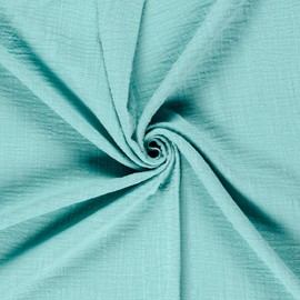 Muslin Slub Double Gauze Fabric Cotton Fabric Sold by the Metre Linen Look Summer Fabric, Colour: Light Blue