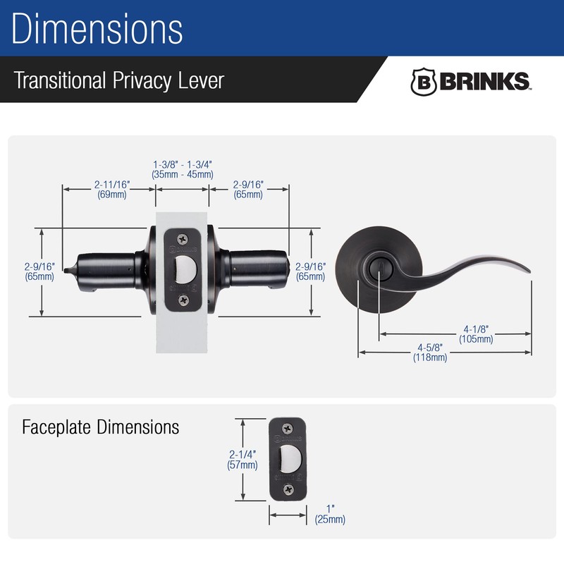 BRINKS – Transitional Privacy Locking Interior Wave Door Lever, Tuscan