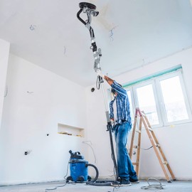 Drywall Sander, 710W Electric Drywall Sander with 6.6Ft Vacuum Dust Hose, Variable Speed 800-1700RPM, LED Light, Foldable Wall Sander with Extendable Handle, 6 Pcs Sanding discs & Carry Bag