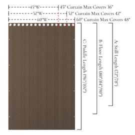 HMYI 100% Blackout Door Curtain for Doorway - Magnetic Accordion Style Closet Curtain for Open Closet Single Panel 80 Inch Length, 1 Panel, W45 x L80, Brown