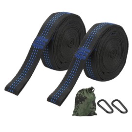 Alomejor 2 Packs Hammock Straps Hammock Tree Hanging Straps Camping Hanging Ropes Strong Load Capacity Outdoor Camping Hammock Straps with 2 Steel Hook Carabiners