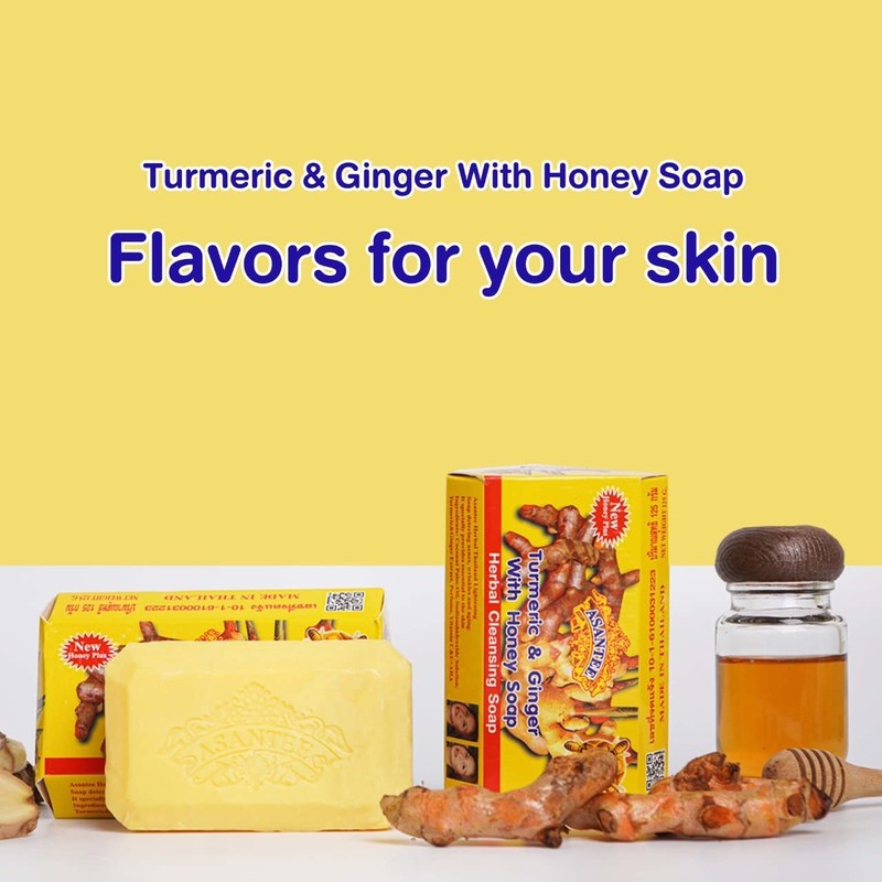 ASANTEE Tumeric & Ginger With Honey Cleansing Soap (Pack of