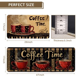 Xspatroias Farmhouse Rustic Kitchen Mats Set of 2 Non Slip Coffee Kitchen Rugs for Floor Farmhouse Low-Profile Washable Home Decor Kitchen Mat 17x47 Inch and 17x29 Inch