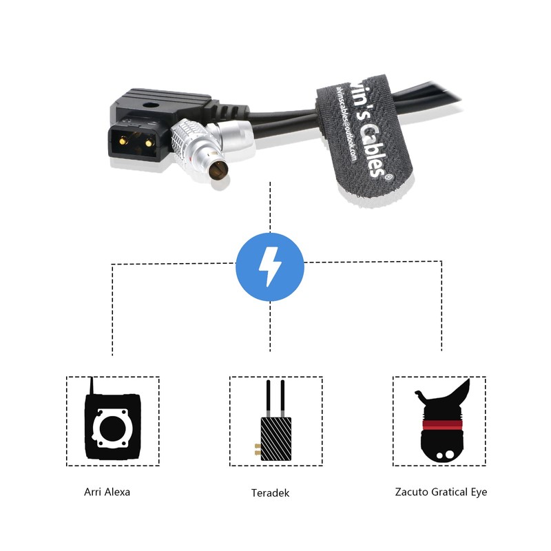 Alvin's Cables 2 Pin Male Right Angle to D-Tap Coiled