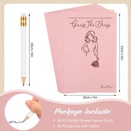 Fulmoon 30 Sets Guess The Dress Bridal Shower Games for Guests Include Wedding Shower Games Cards and Water Soluble Pencils Fun Wedding Decorations Party Supplies Games Ideas (Pink)
