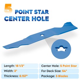AEagle 187254 Mower Blade for Craftsman AYP Husqvarna 54 inch Deck Z254F RZ54i RZ5424 YTH2454 GTH264T RZ5426 Replaces 532187254 532187256 187256 3 Pack (Blue)