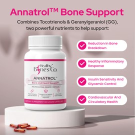 Annatrol Bone Support, Annatto Tocotrienols & Geranylgeraniol (GG) Vitamin E Supplement, with 300mg Tocotrienols Vitamin E (DeltaGold Delta + Gamma) & 300mg GG-Gold to Help Promote Bone & Heart Health