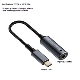 Female Input to USB Type C Male Charging Cable,140W applicable DC female to C male adapter extension cable 5v/9v/20v，Suitable for devices such as computers, mobile phones, tablets, etc (5.5×2.1mm)