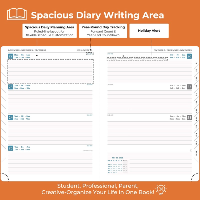 IN-LUXPRO 2025-2026 Academic Diary A5 Week to View (21.9x16.4 cm)