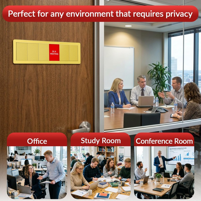 Office Door Sign with 6 Options, Gold Acrylic Privacy Door