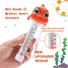 INCETUE Pool Thermometer Floating Easy Read, Water Temperature Gauge with String for Ice Bath, Cold Plunge, Spa, Pond, Hot Tub, Outdoor & Indoor Swimming Pools - Clown Fish