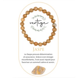 VERTIGE JASPE Lithotherapy Bracelet, 8mm Mineral Stones Source of Psychic and Physical Well-being, Soothing and Comforting, Brings SERENITY and ASSURANCE, Women's/Men's Bracelet