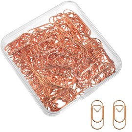 100 PCS Cute Small Heart Paper Clips 1 inch, Rose Gold. Christmas Stocking Stuffers Gifts for Women Coworkers