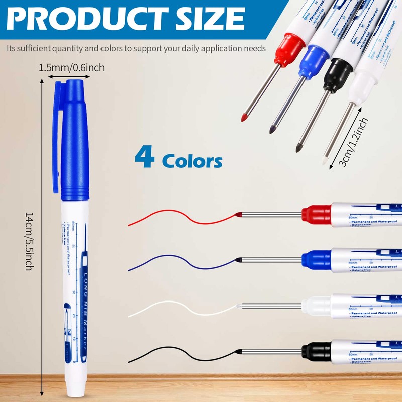4 Pcs Deep Reach Markers Long Nose Waterproof Deep Hole