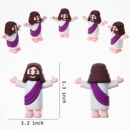 ARCHCRTC 60 Pcs Little Jesus Figurine Miniature Tiny Jesus Figures Religious Christ Savior Doll for Hide and Seek Sunday Easter Egg Stuffers Baptism Gift (60,Purple)