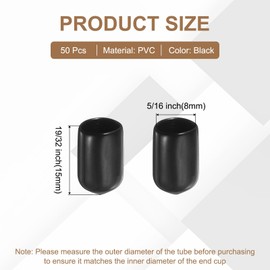 sourcing map 50pcs Pegboard Hooks Protector Rubber End Caps, Peg Board Hook Flexible Prongs End Tips Caps Rack Cover for Pegboard Dishwasher Hook, Black(32mm Long 8mm Inner Dia)