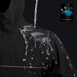 iCreek Motorcycle Rain Suits for Men and Women Waterproof Anti-storm Raincoat High Visibility Rain Gear (Black, L