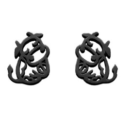 Minimalist Cow Small Stud Earrings Stainless Steel for Women Men Cute Cattle Hollow Animal Cartilage Pierced Hypoallergenic Tiny Studs Earring Fashion Jewelry (Black, One size)