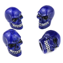 Bashineng Cars Tires Valve Stem Caps Cover Dustproof Cool Skull Head Universal Fit Most of Cars SUV Bike Trucks Motorcycles 4 Pcs/Set (Blue)