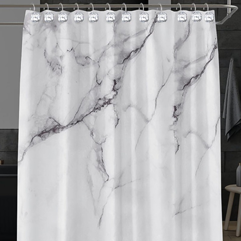 EleCharm 12PCS Decorative Crystal Shower Curtain Hooks,Stainless Steel Rust Resistant