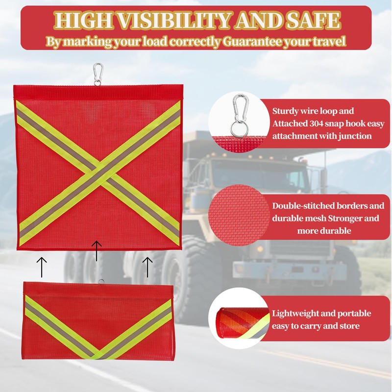 Safety Flags for Trucks 18 x 18 Inch, 4 Pack