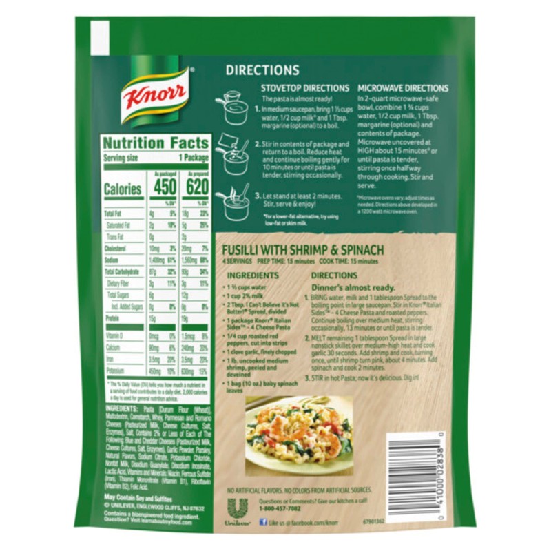 Knorr Side Dish, Four Cheese Pasta, 4.09 Ounce (Pack of
